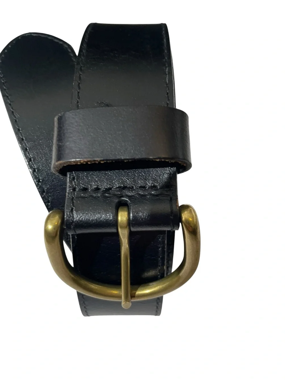 Eddie Bauer Black Pebbled Leather Jeans Belt Sz XXL Wide Brass Buckle 41